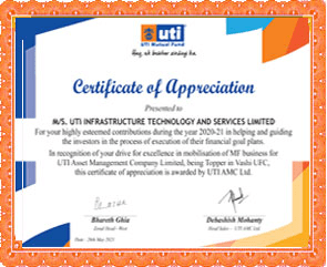 UTI AMC awards Certificate